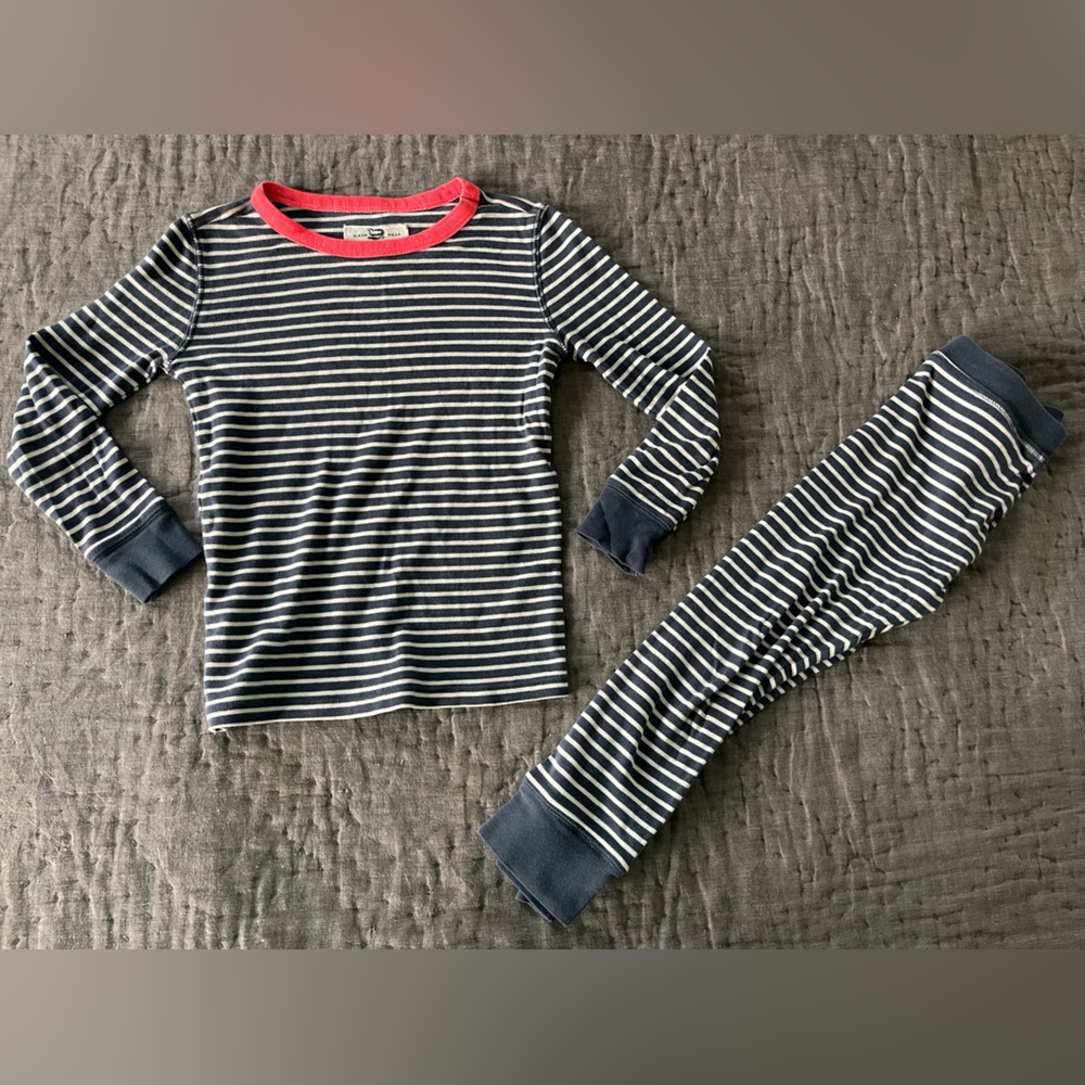 J. Crew Crewcuts Dark Gray/Blue White Striped Kids Pajama Set 100% Cotton Unisex